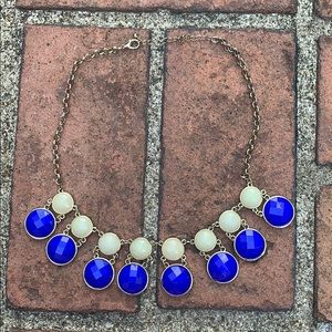 Blue/Cream Chunky Statement Necklace